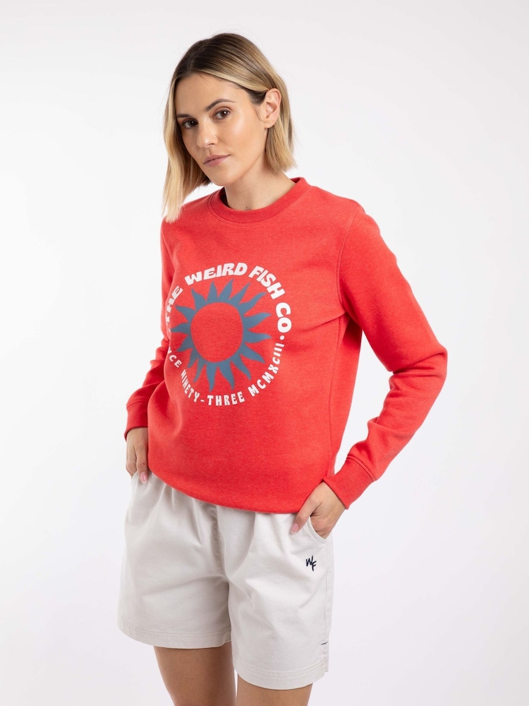 Weird Fish Pink Aurora Graphic Crew Neck Sweatshirt - Image 1 of 6