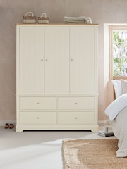 Chalk White Hampton Painted Oak Triple, 4 Drawers Wardrobe - Image 2 of 11