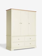 Chalk White Hampton Painted Oak Triple, 4 Drawers Wardrobe - Image 7 of 11