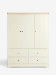 Chalk White Hampton Painted Oak Triple, 4 Drawers Wardrobe - Image 9 of 11