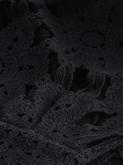 Black Polo Neck Long Sleeve Crochet Scalloped Detail Jumper - Image 6 of 6