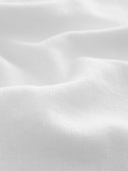 White Standard Collar Cotton Linen Blend Short Sleeve Shirt - Image 7 of 7