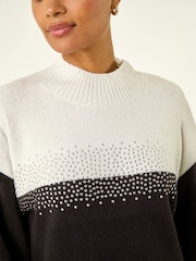 Roman Black Colourblock Embellished Longline Jumper - Image 5 of 5