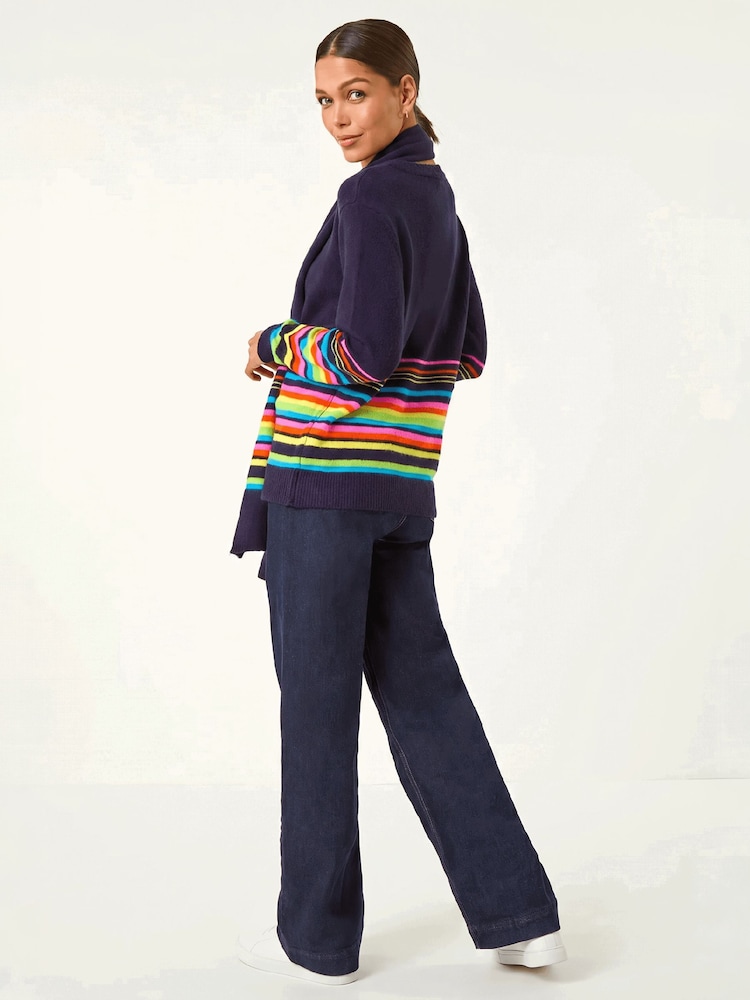 Roman Purple Border Stripe Scarf Knit Jumper - Image 2 of 5