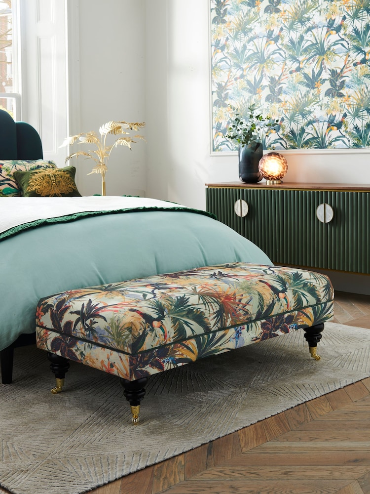 Clarke & Clarke Toucan Antique Multi Marcella Footstool - Image 1 of 4