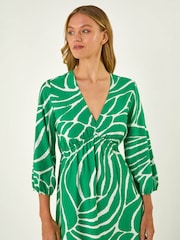Roman Green Abstract Geometric Midi Dress - Image 4 of 5