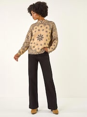 Roman Natural Abstract Floral Knit Jumper - Image 2 of 5