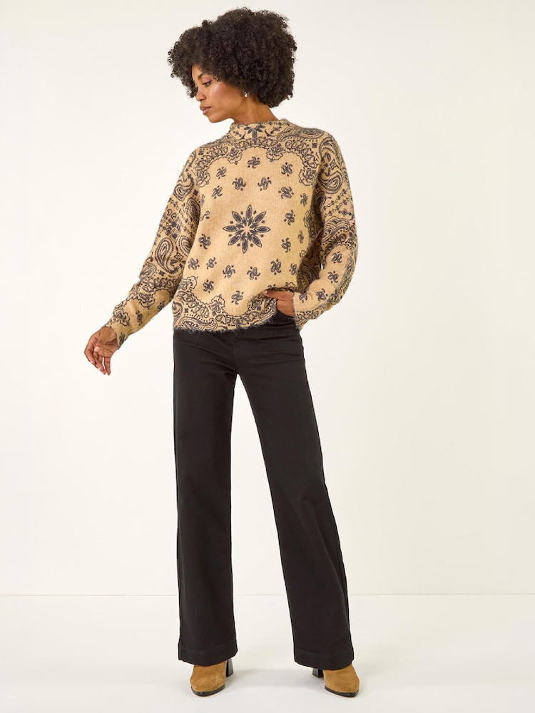 Roman Natural Abstract Floral Knit Jumper - Image 2 of 5