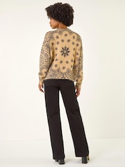 Roman Natural Abstract Floral Knit Jumper - Image 3 of 5
