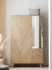 Natural Natural Anderson Oak Effect Slim Triple, 2 Drawers Triple Wardrobe - Image 3 of 11