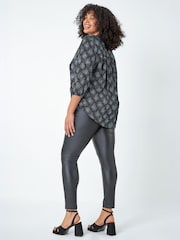 Roman Metallic Curve Glitter Sparkle Tunic Top - Image 5 of 6