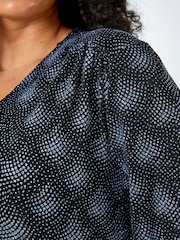 Roman Metallic Curve Glitter Sparkle Tunic Top - Image 6 of 6