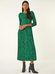 Roman Green Abstract Pocket Midi Dress - Image 1 of 5