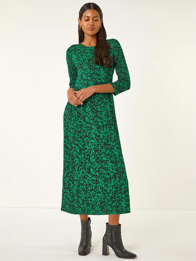 Roman Green Abstract Pocket Midi Dress - Image 1 of 5