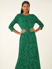 Roman Green Abstract Pocket Midi Dress - Image 2 of 5