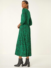 Roman Green Abstract Pocket Midi Dress - Image 3 of 5