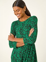 Roman Green Abstract Pocket Midi Dress - Image 4 of 5