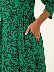 Roman Green Abstract Pocket Midi Dress - Image 5 of 5