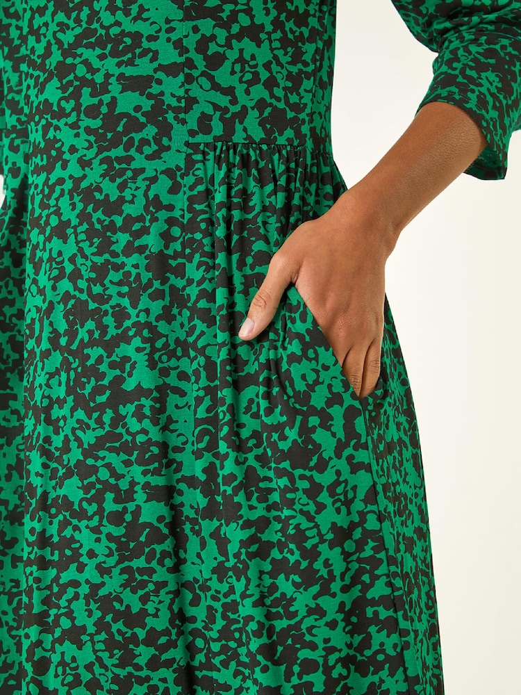 Roman Green Abstract Pocket Midi Dress - Image 5 of 5