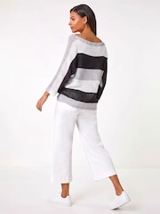 Roman Color Block Slash Neck Neulepusero - Kuva 3 / 5