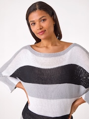 Roman Color Block Slash Neck Neulepusero - Kuva 4 / 5