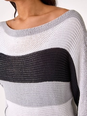Roman Color Block Slash Neck Neulepusero - Kuva 5 / 5