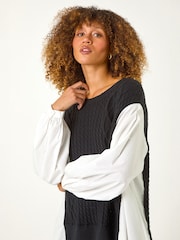 Roman White 2-in-1 Yoke Knitted Jumper - Image 2 of 5