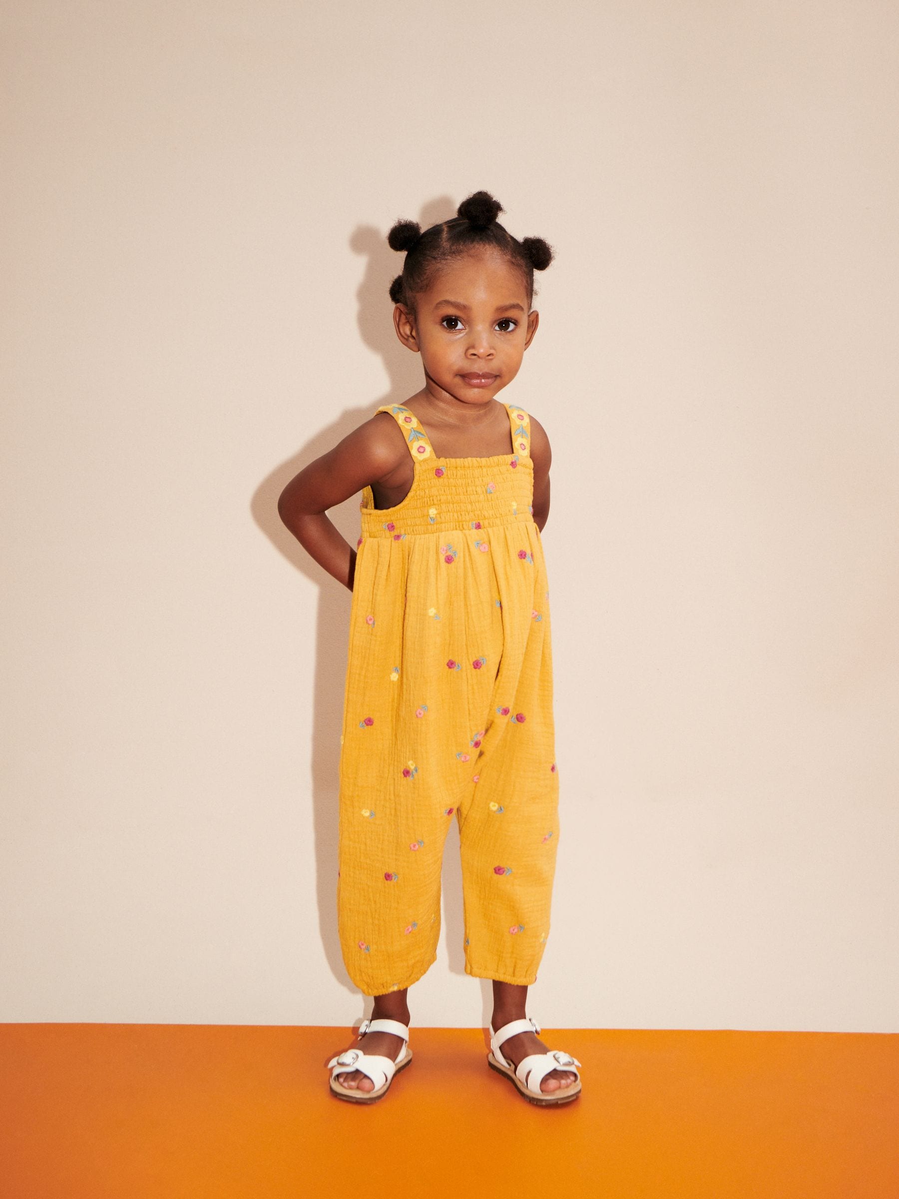 Buy Ochre Yellow Embroidered Playsuit 3mths 7yrs from Next Luxembourg