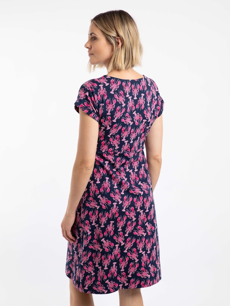 Weird Fish Blue Tallahassee Printed Jersey Dress - Image 2 of 6 Weird Fish Blue Tallahassee Printed Jersey Dress - Image 2 of 6