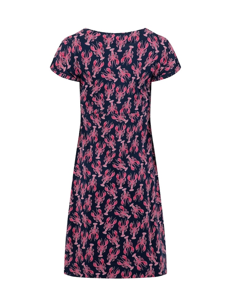 Weird Fish Blue Tallahassee Printed Jersey Dress - Image 6 of 6 Weird Fish Blue Tallahassee Printed Jersey Dress - Image 6 of 6