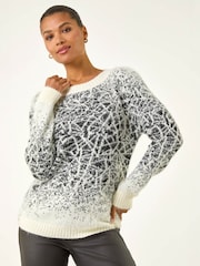 Roman White Mosaic Print Fluffy Jumper - Image 1 of 5