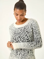 Roman White Mosaic Print Fluffy Jumper - Image 4 of 5