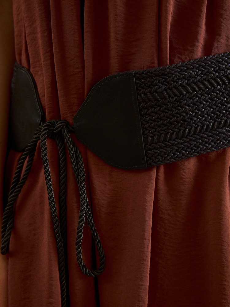Black Crochet Tie Wide Belt - Image 5 of 5 Black Crochet Tie Wide Belt - Image 5 of 5