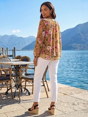 Roman Brown Animal Floral Print Tunic Top - Image 3 of 4