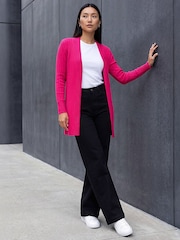 Roman Pink Longline Stretch Ribbed Cardigan - Image 3 of 4