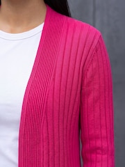 Roman Pink Longline Stretch Ribbed Cardigan - Image 4 of 4