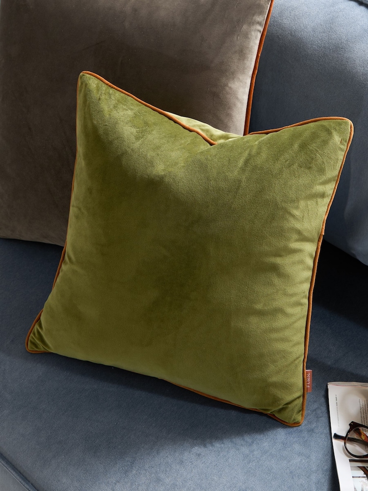Furn Green Meridian Velvet 45cm X 45cm Cushion Cover - Image 1 of 7 Furn Green Meridian Velvet 45cm X 45cm Cushion Cover - Image 1 of 7