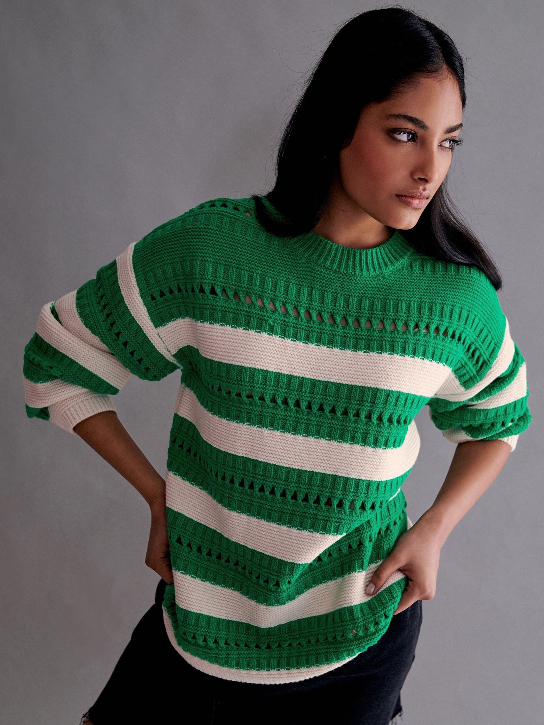 Jumper with stripes on sleeves shop
