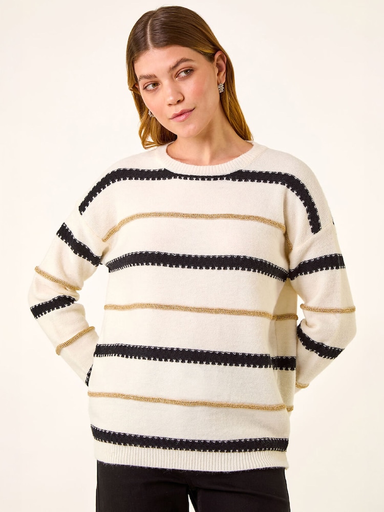 Roman Cream Multi Stripe Knit Jumper - Image 1 of 5 Roman Cream Multi Stripe Knit Jumper - Image 1 of 5