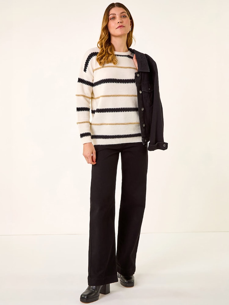 Roman Cream Multi Stripe Knit Jumper - Image 2 of 5 Roman Cream Multi Stripe Knit Jumper - Image 2 of 5