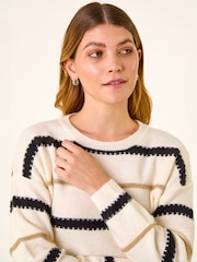 Roman Cream Multi Stripe Knit Jumper - Image 4 of 5