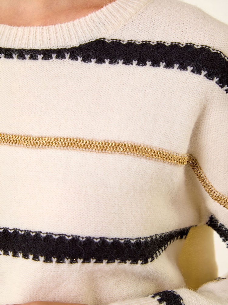 Roman Cream Multi Stripe Knit Jumper - Image 5 of 5 Roman Cream Multi Stripe Knit Jumper - Image 5 of 5