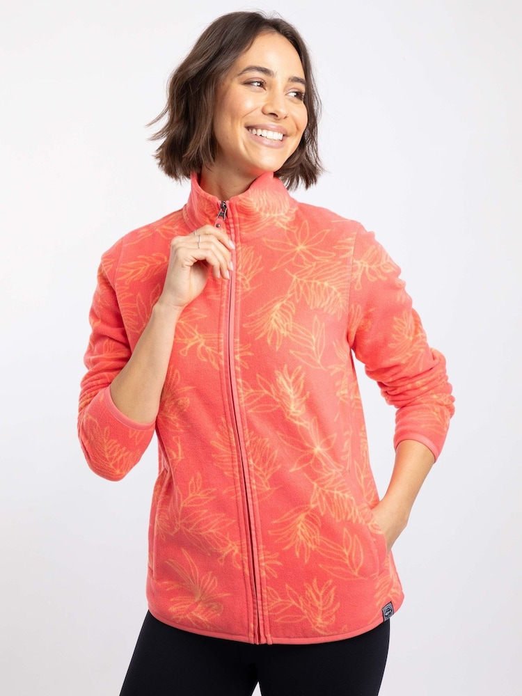 Weird Fish Pink Rochelle Full Zip Printed Micro Fleece - Image 1 of 7