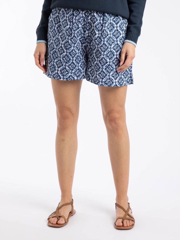 Weird Fish Blue Isabella Printed Double Cloth Short - Image 1 of 4 Weird Fish Blue Isabella Printed Double Cloth Short - Image 1 of 4
