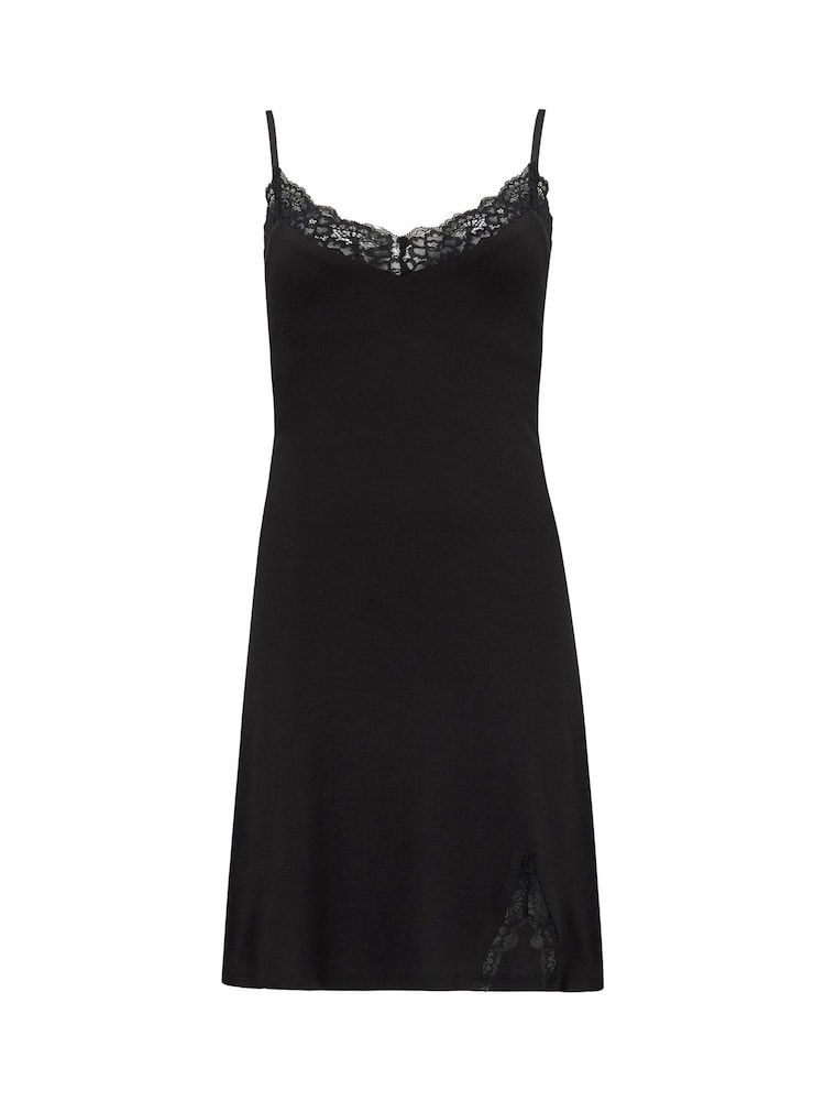 Pour Moi Black Sofa Loves Lace Hidden Support Soft Jersey Split Chemise - Image 3 of 4