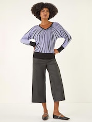 Roman Purple Shimmer Abstract Stripe Knit Jumper - Image 3 of 5