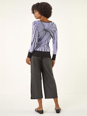 Roman Purple Shimmer Abstract Stripe Knit Jumper - Image 4 of 5