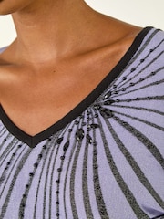 Roman Purple Shimmer Abstract Stripe Knit Jumper - Image 5 of 5