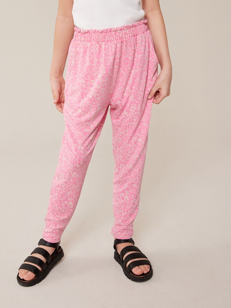 Rosa Blumenmuster - Leichte Jerseyhose mit Stretch (3–16 Jahre) - Bild 2 von 5