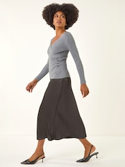 Roman Grey Wrap Button Detail Knit Jumper - Image 2 of 5
